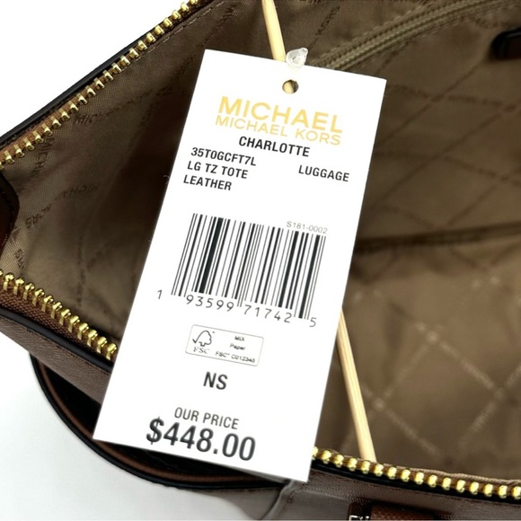 Michael Kors Large Charlotte TZ Tote Bag Luggage - Picture 11 of 11